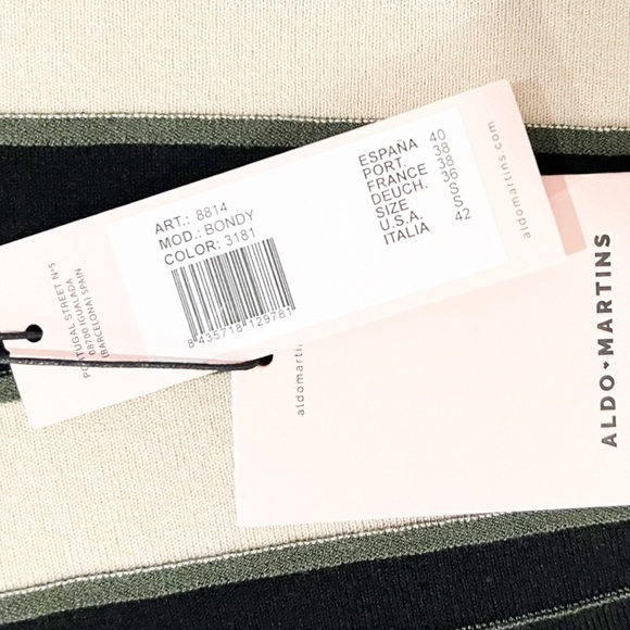 NWT ALDO MARTINS Bondy Puff Sleeve Pullover Top In Black Beige Stripe small - Picture 9 of 9